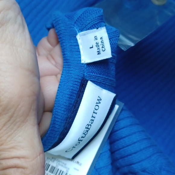 Croft & Barrow Cardigan Sweater Button Front Pleated Sweater, Blue, Size L - Picture 6 of 8